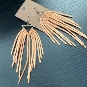 Leather fringe earrings